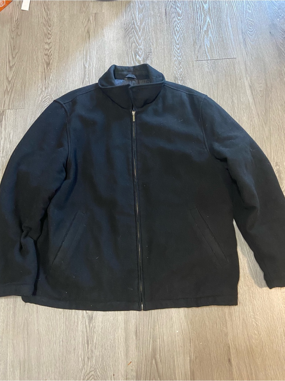 Men's Black Full-Zip Stand Collar Sweater Jacket